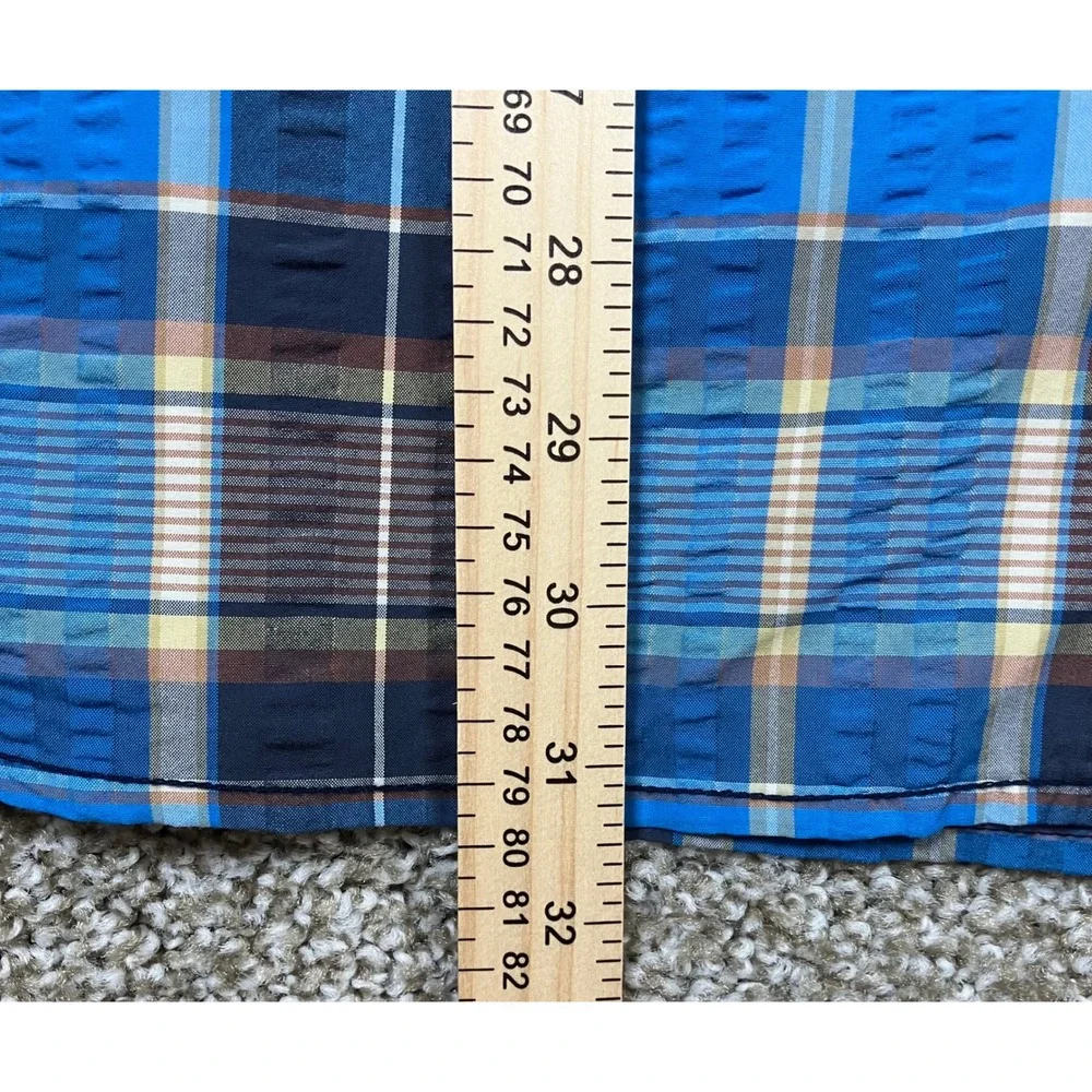 The North Face Mens XL Blue Plaid Short Sleeve Button Up Shirt CXD2 TCV4/TMV4